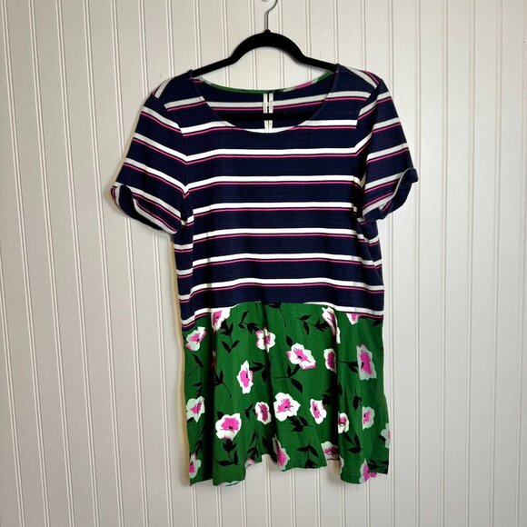 Anthropologie Sonja Stripes & Florals Short Sleeve Top N32 - Picture 2 of 7